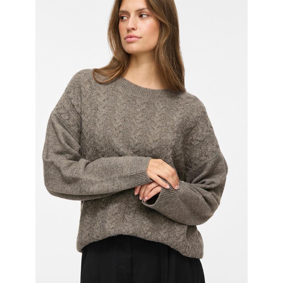 VILA VILIGA Strickpullover mit Zopfmuster  