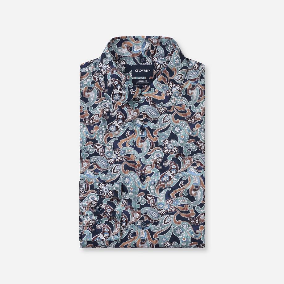 OLYMP Langarmhemd mit Paisley-Druck  