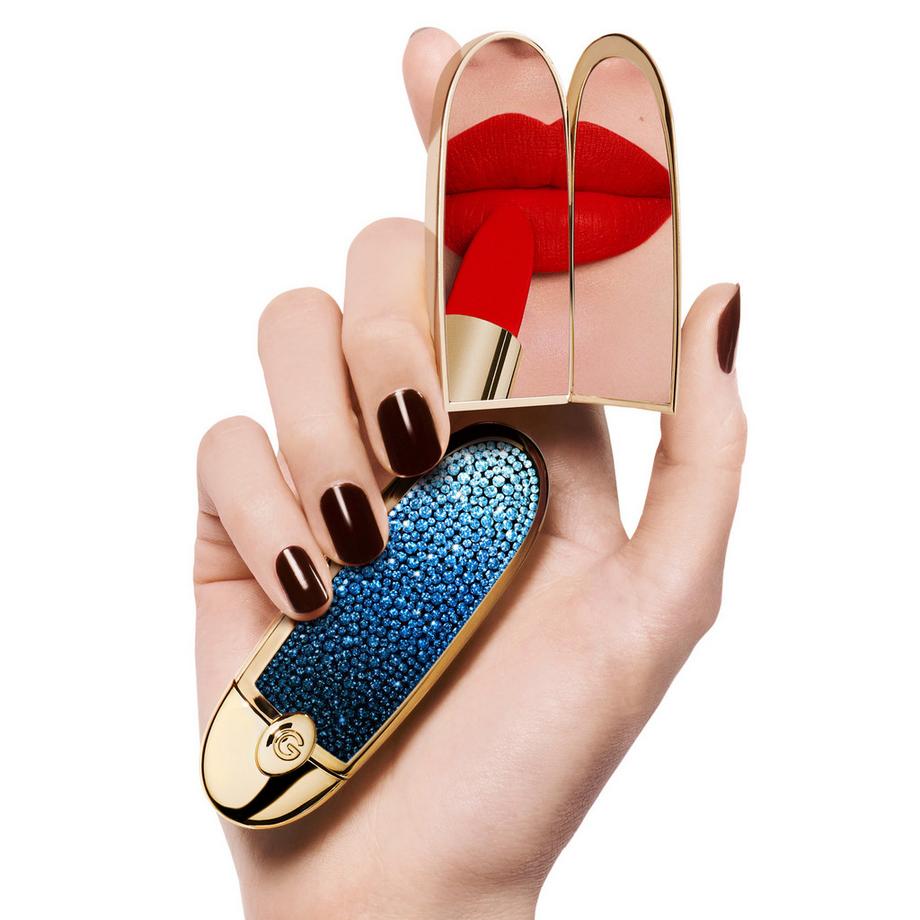 Guerlain  Rouge G L'Heure Bleue  Schmuckhülle mit Doppelspiegel - Limited Edition Der personalisierbare, ultra-pflegende Lippenstift 