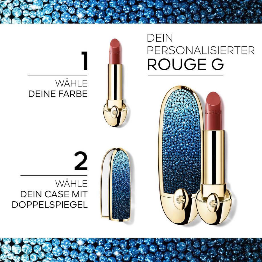 Guerlain  Rouge G L'Heure Bleue  Schmuckhülle mit Doppelspiegel - Limited Edition Der personalisierbare, ultra-pflegende Lippenstift 