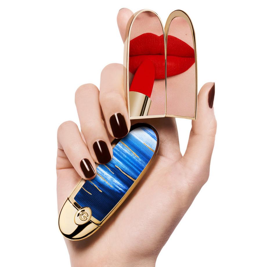 Guerlain  Rouge G L'Heure Bleue  Schmuckhülle mit Doppelspiegel - Limited Edition Der personalisierbare, ultra-pflegende Lippenstift 