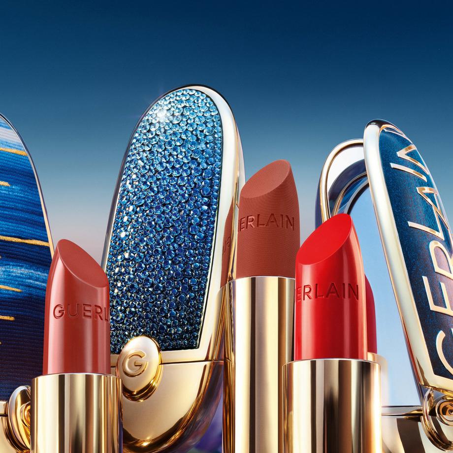 Guerlain  Rouge G L'Heure Bleue  Schmuckhülle mit Doppelspiegel - Limited Edition Der personalisierbare, ultra-pflegende Lippenstift 