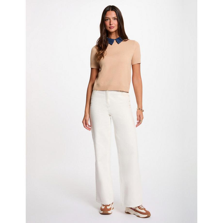 MORGAN Pullover Maniche Corte Collo Denim  