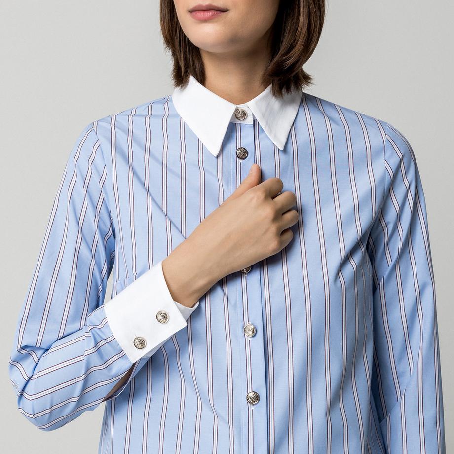 MORGAN Chemise à manches longues rayée avec col contrastant  