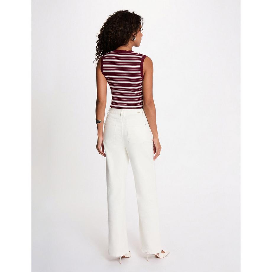 MORGAN Pullover a righe senza maniche scollo a V  