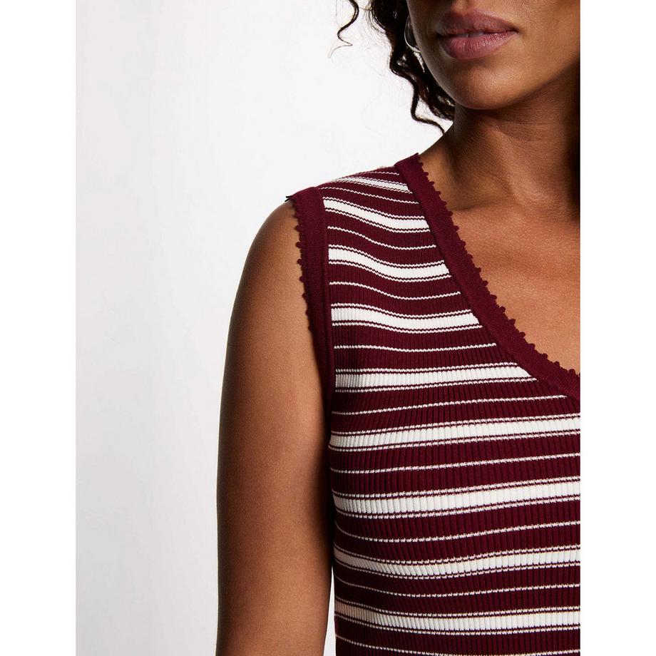 MORGAN Pullover a righe senza maniche scollo a V  
