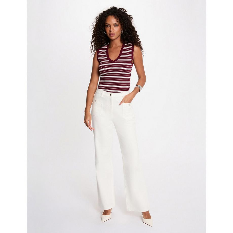 MORGAN Pullover a righe senza maniche scollo a V  