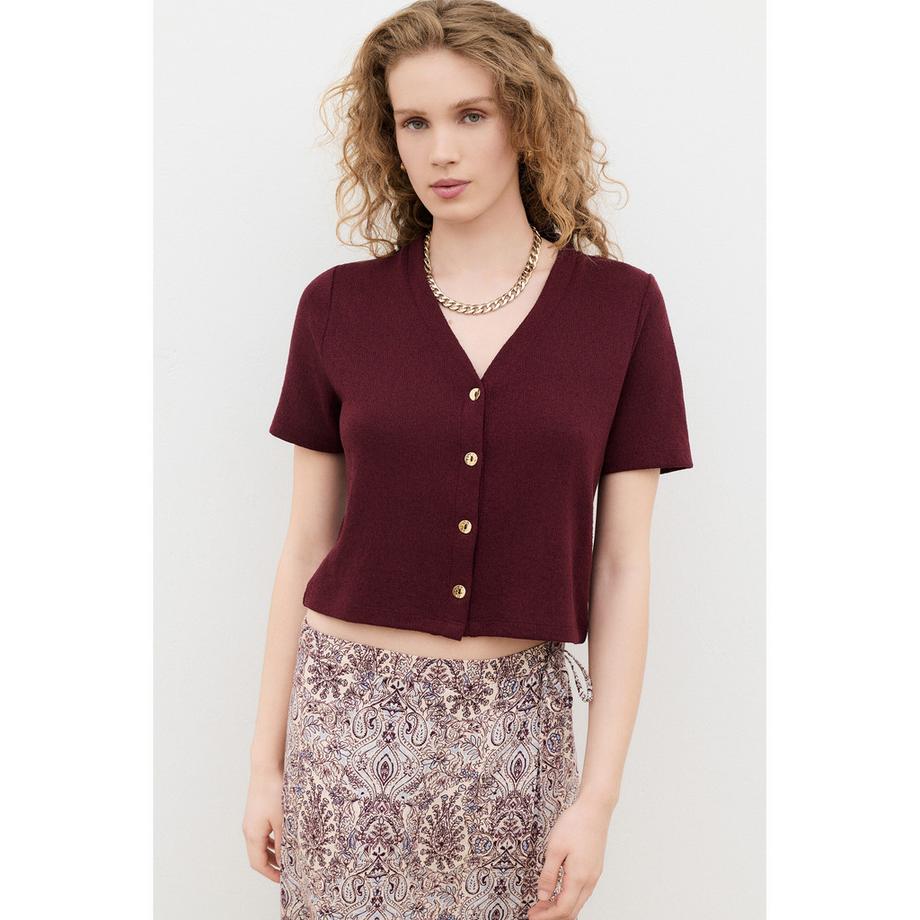 Caroll T-shirt à manches courtes et boutonnage  