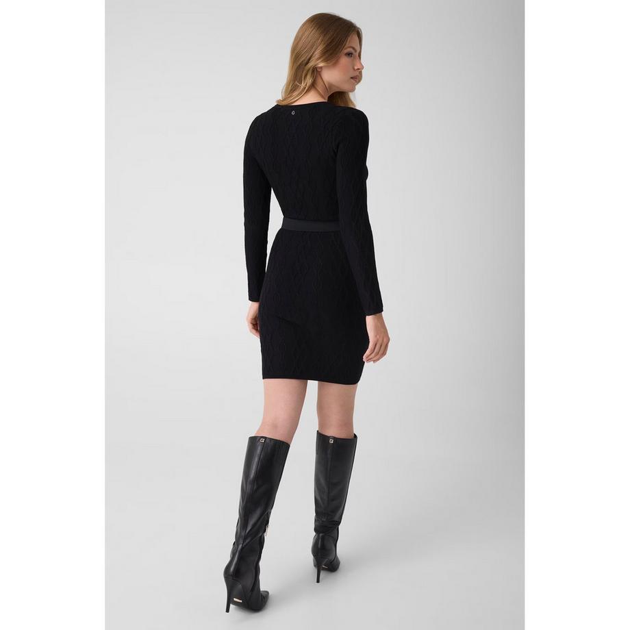 GUESS Robe en tricot à col en V et manches longues  