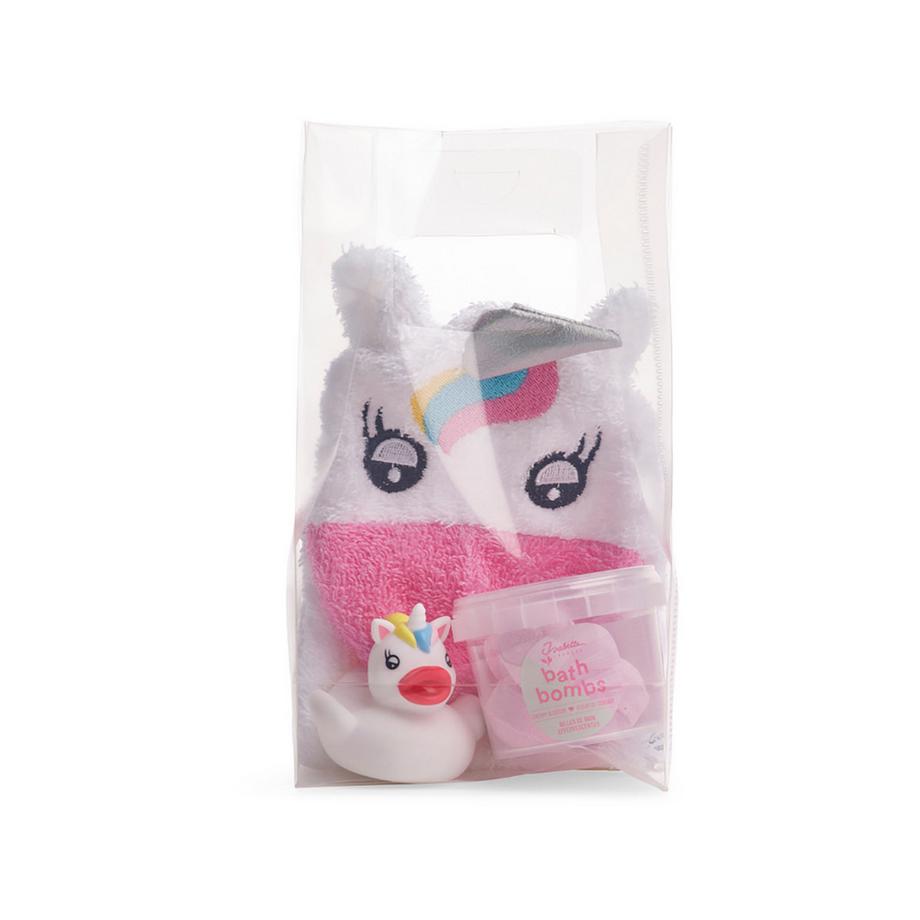 Geschenkset Einhorn - Waschhandschuh, Badeente Und Badekugeln