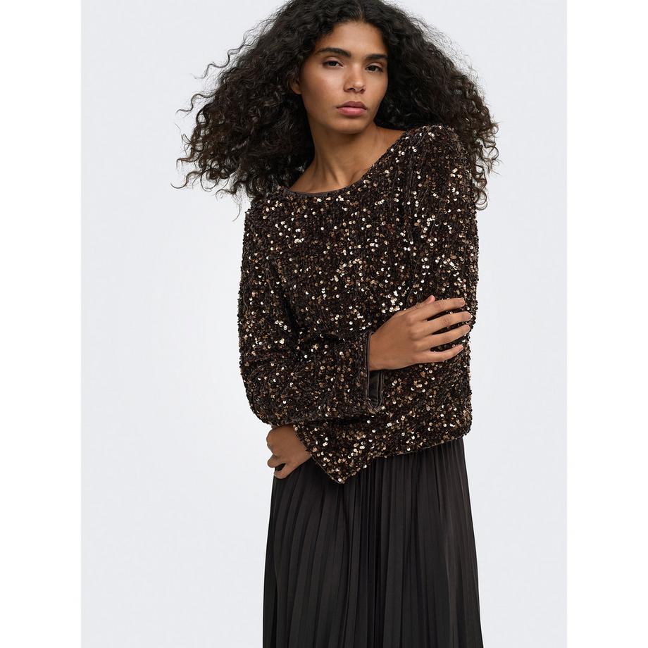 ONLY Top con paillettes e fiocco sul retro  