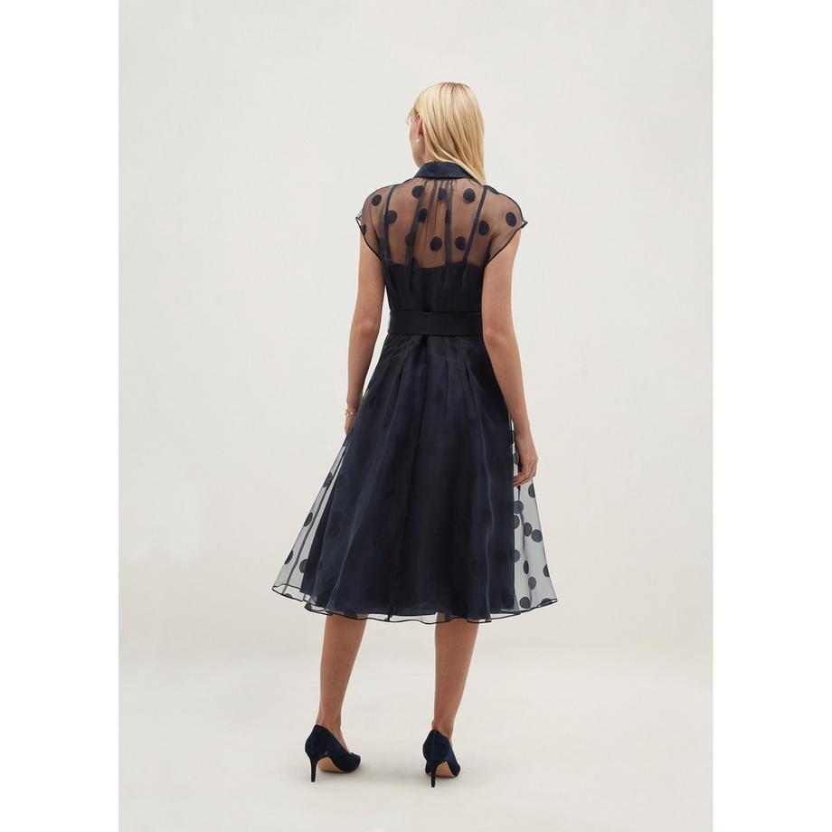 HOBBS Robe Tess avec overlay à pois  