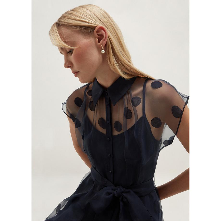 HOBBS Robe Tess avec overlay à pois  