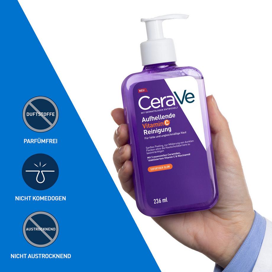 CeraVe  Nettoyant éclaircissant à la vitamine C pour les peaux ternes et au teint irrégulier 