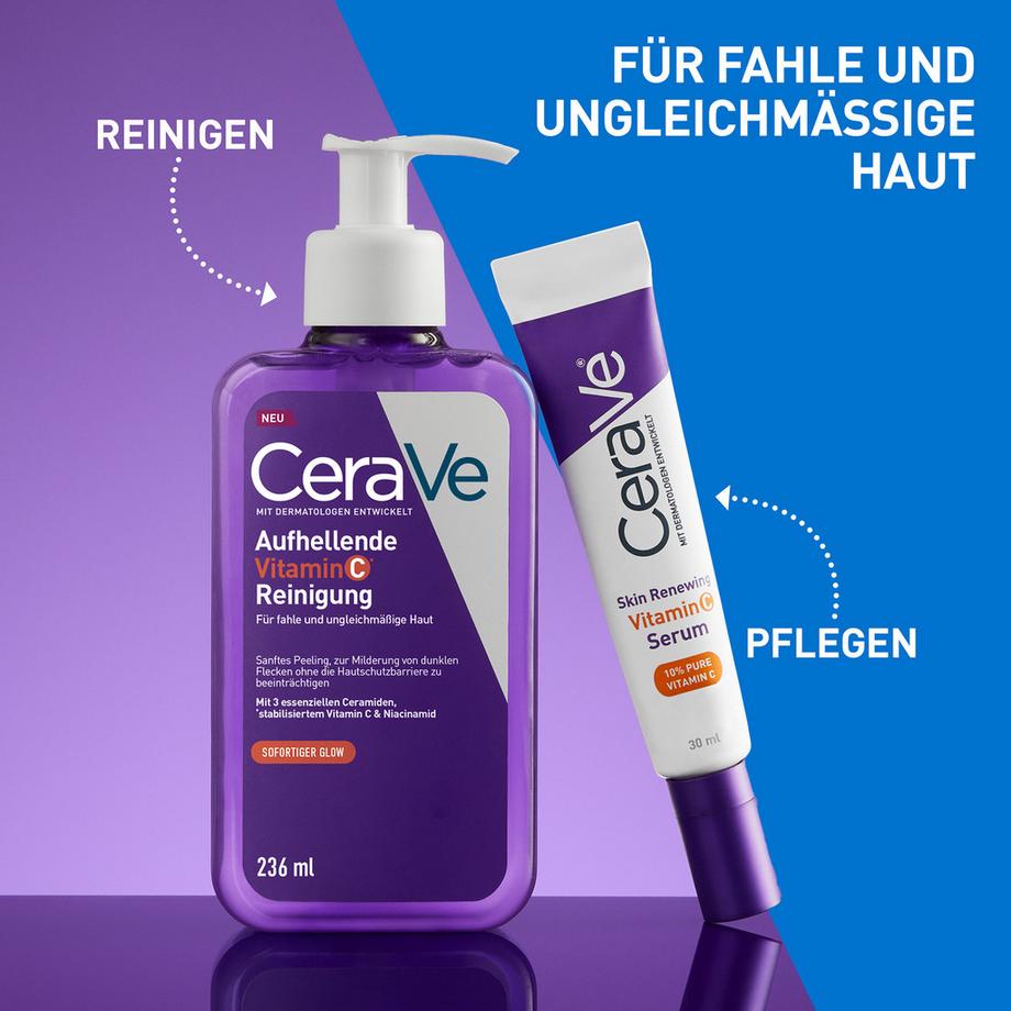CeraVe  Nettoyant éclaircissant à la vitamine C pour les peaux ternes et au teint irrégulier 