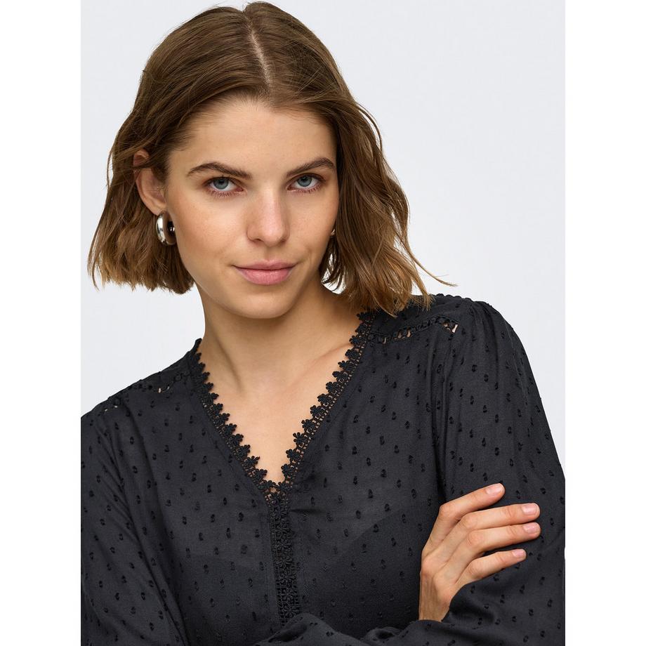 ONLY Langärmelige Bluse mit Spitzenbesatz  