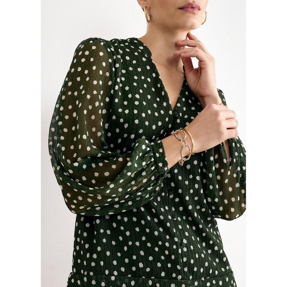 Phase Eight Alma Vestito a pois Collo a V Maniche Lunghe  