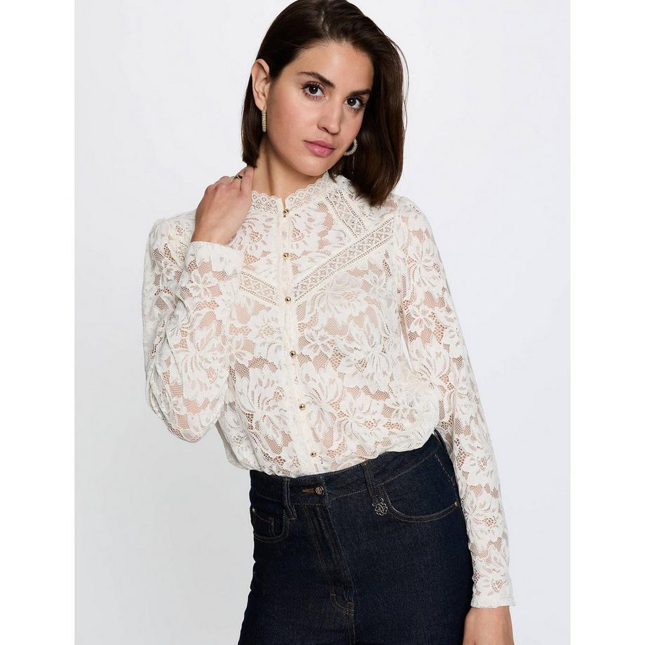 MORGAN Blusa in pizzo a maniche lunghe con chiusura a bottoni  