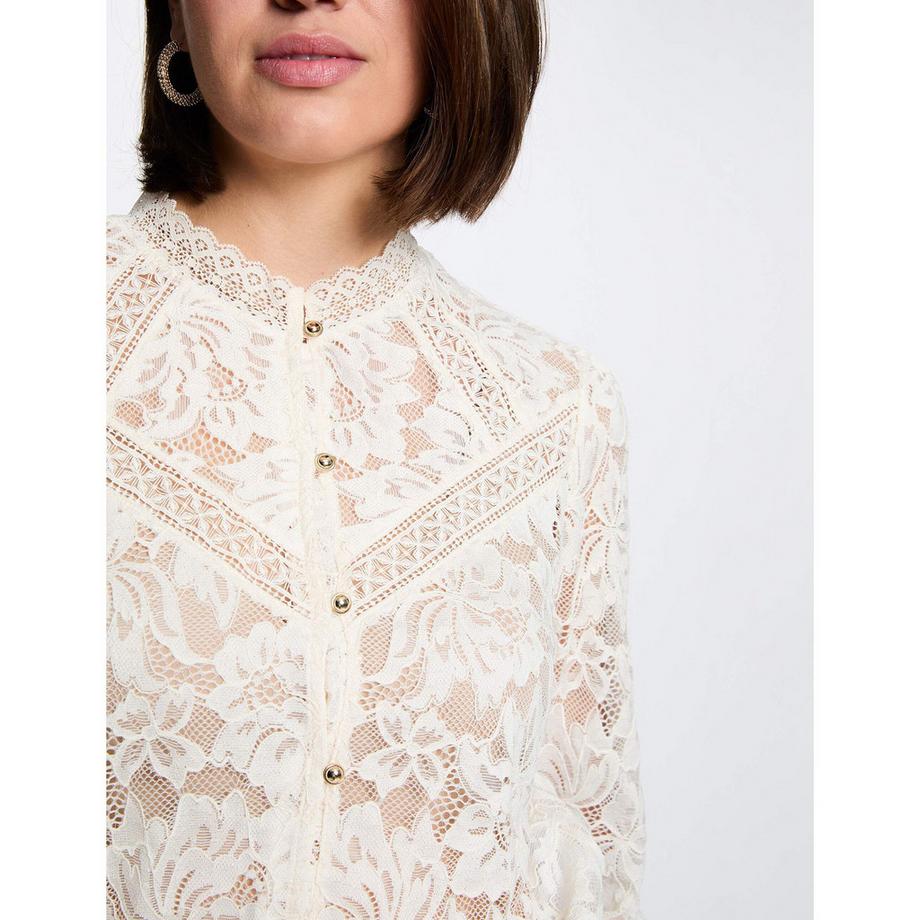 MORGAN Spitzen Langarm T-Shirt  