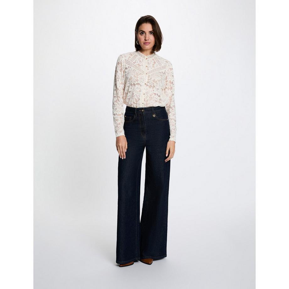 MORGAN Spitzen Langarm T-Shirt  