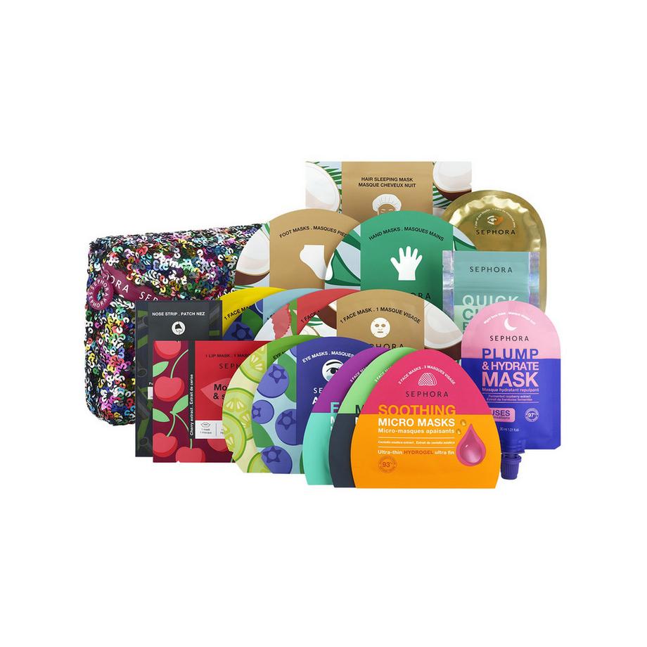 MASK MANIA - Coffret de 20 masques visage, yeux et corps