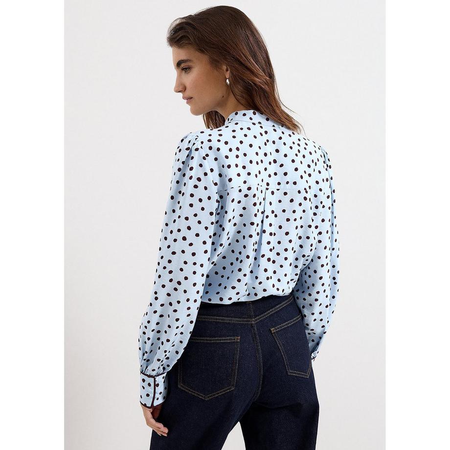 Phase Eight Coco Punktebluse mit Schleifenkragen und Puffärmeln  