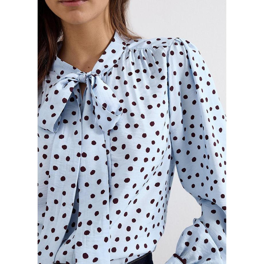 Phase Eight Coco Punktebluse mit Schleifenkragen und Puffärmeln  
