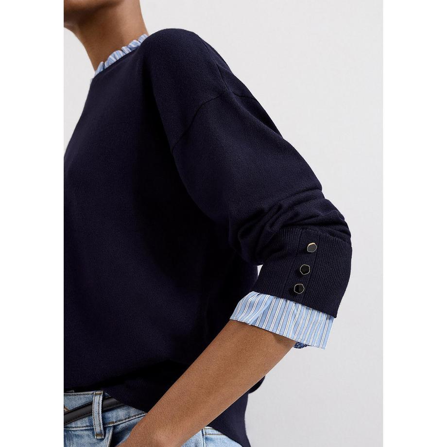 Phase Eight Jenna Marineblauer Pullover mit gerüschtem Kragen  