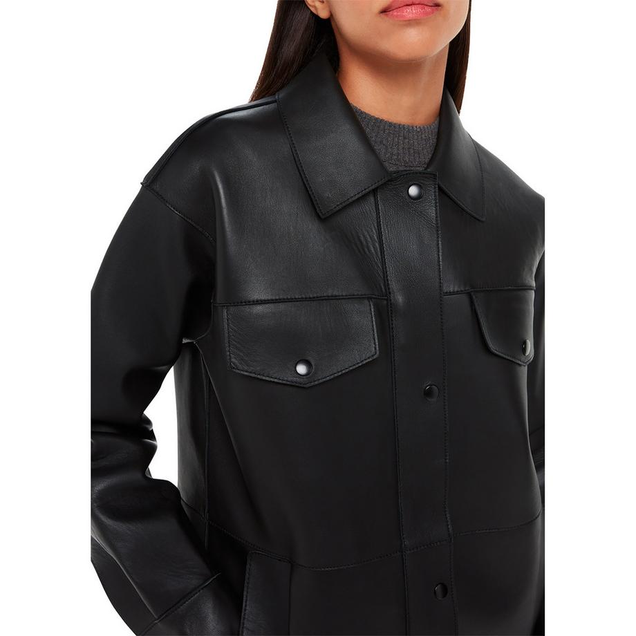 Whistles Clean veste en simili cuir noir à boutons-pression  