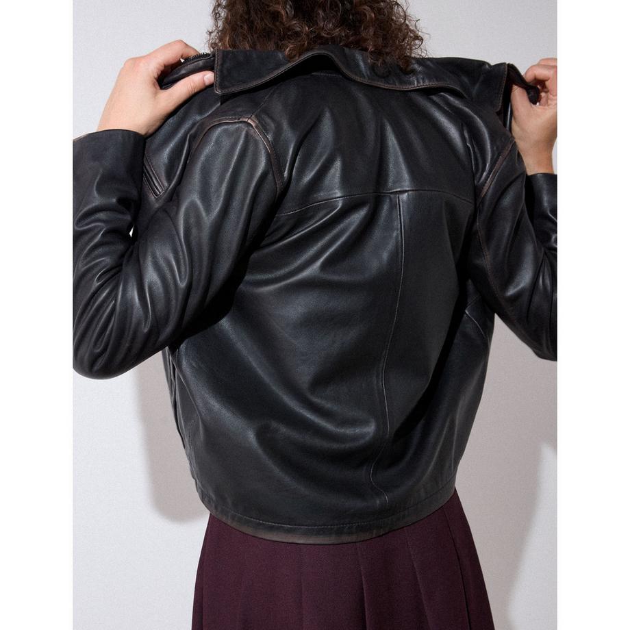 Whistles Kate Veste en cuir avec col et fermeture éclair  