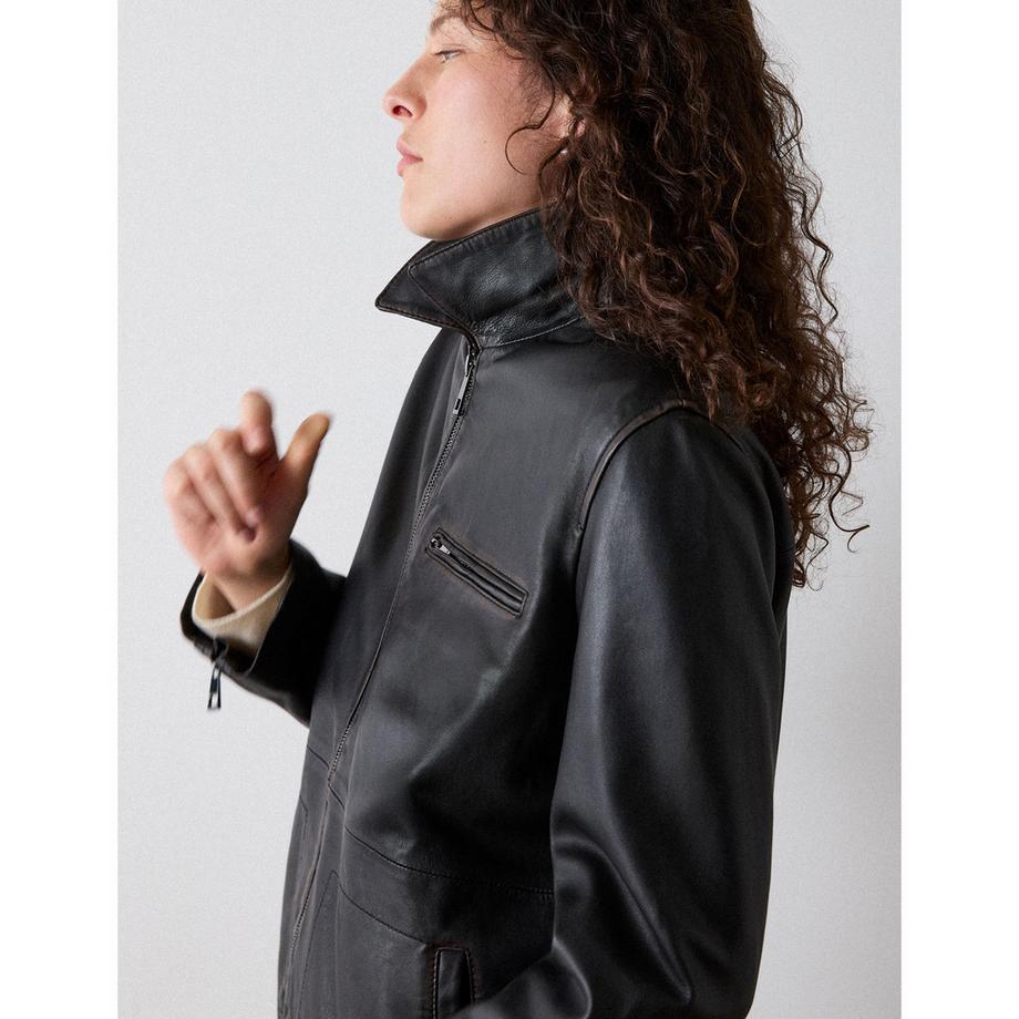 Whistles Kate Veste en cuir avec col et fermeture éclair  