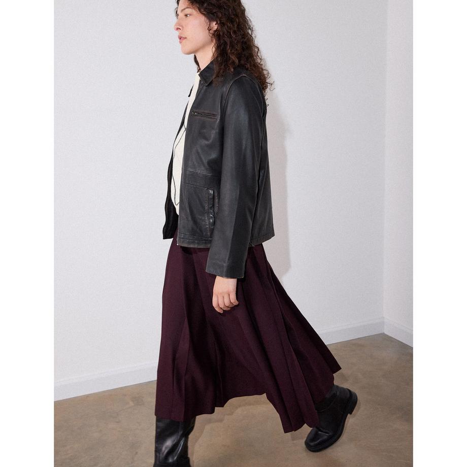 Whistles Kate Veste en cuir avec col et fermeture éclair  