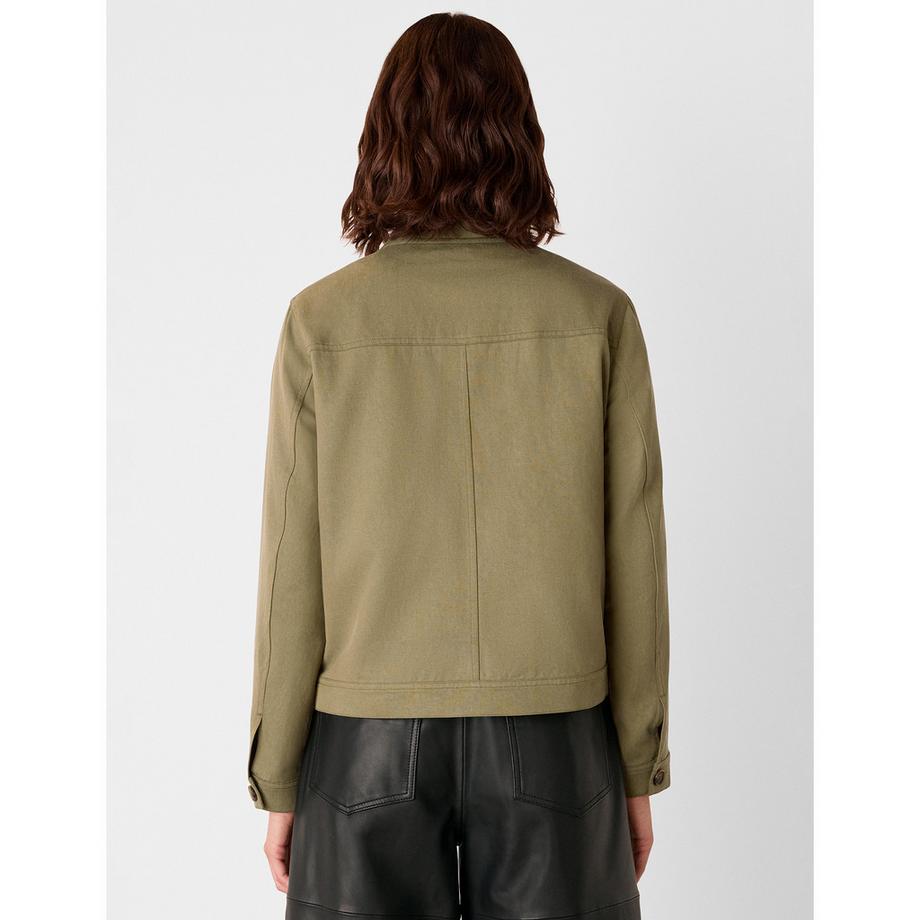 Whistles Mia Veste boutonnée vert olive avec poches avant  
