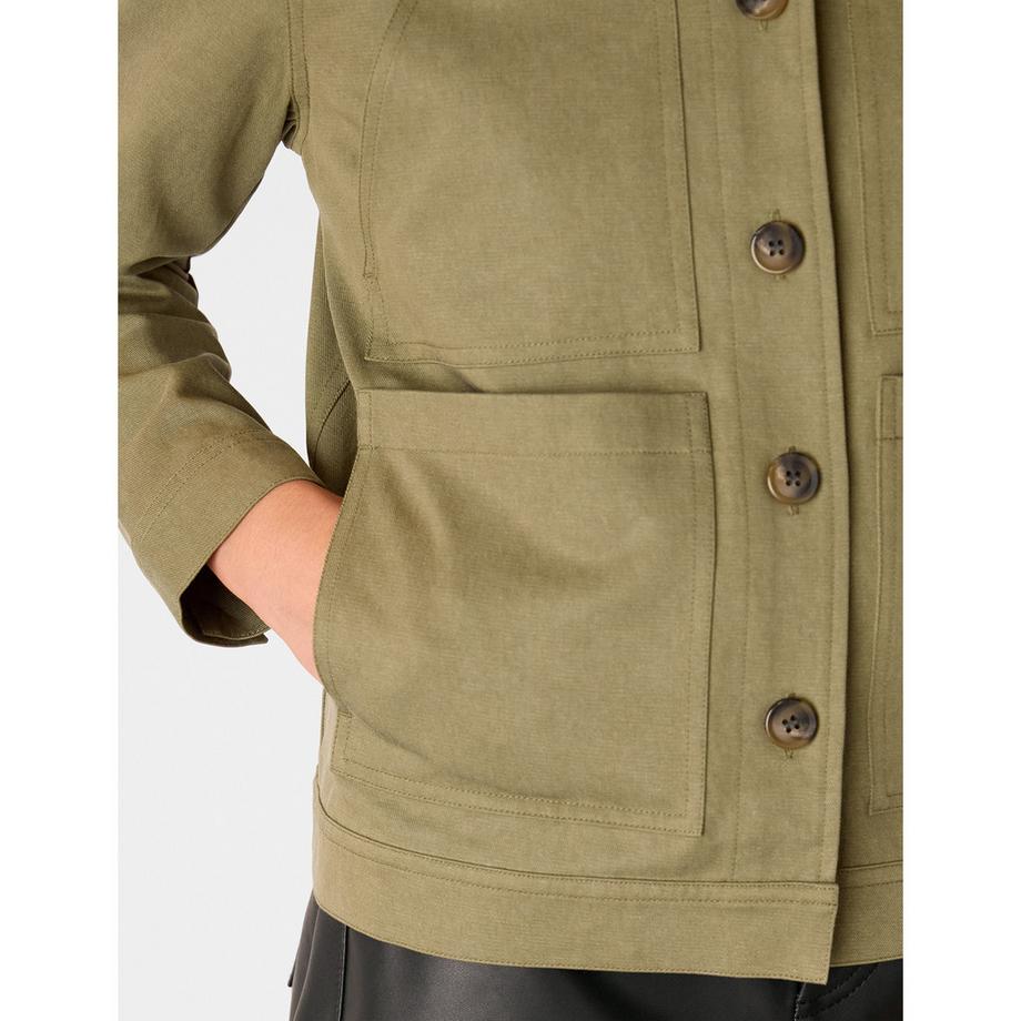 Whistles Mia Veste boutonnée vert olive avec poches avant  