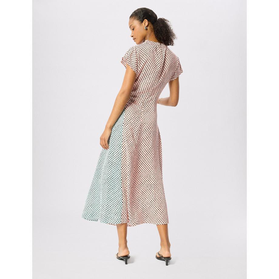 Whistles Graphic Robe mi-longue avec col montant et plissé latéral  