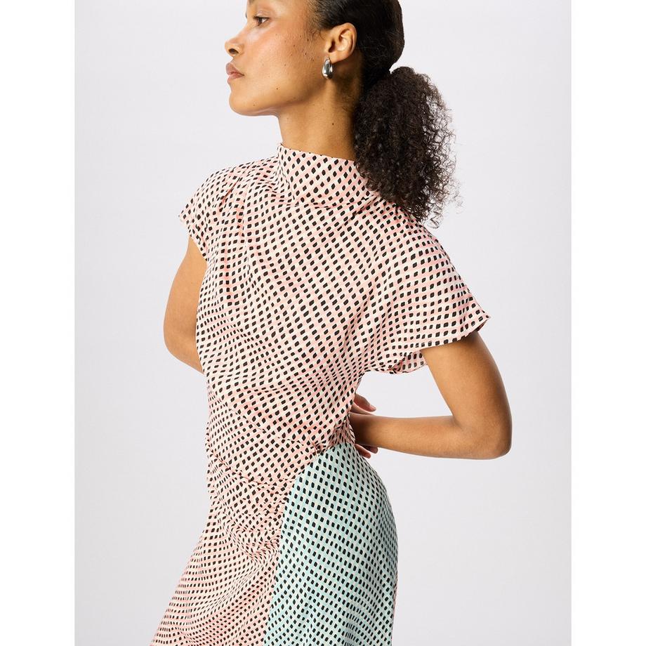 Whistles Graphic Robe mi-longue avec col montant et plissé latéral  