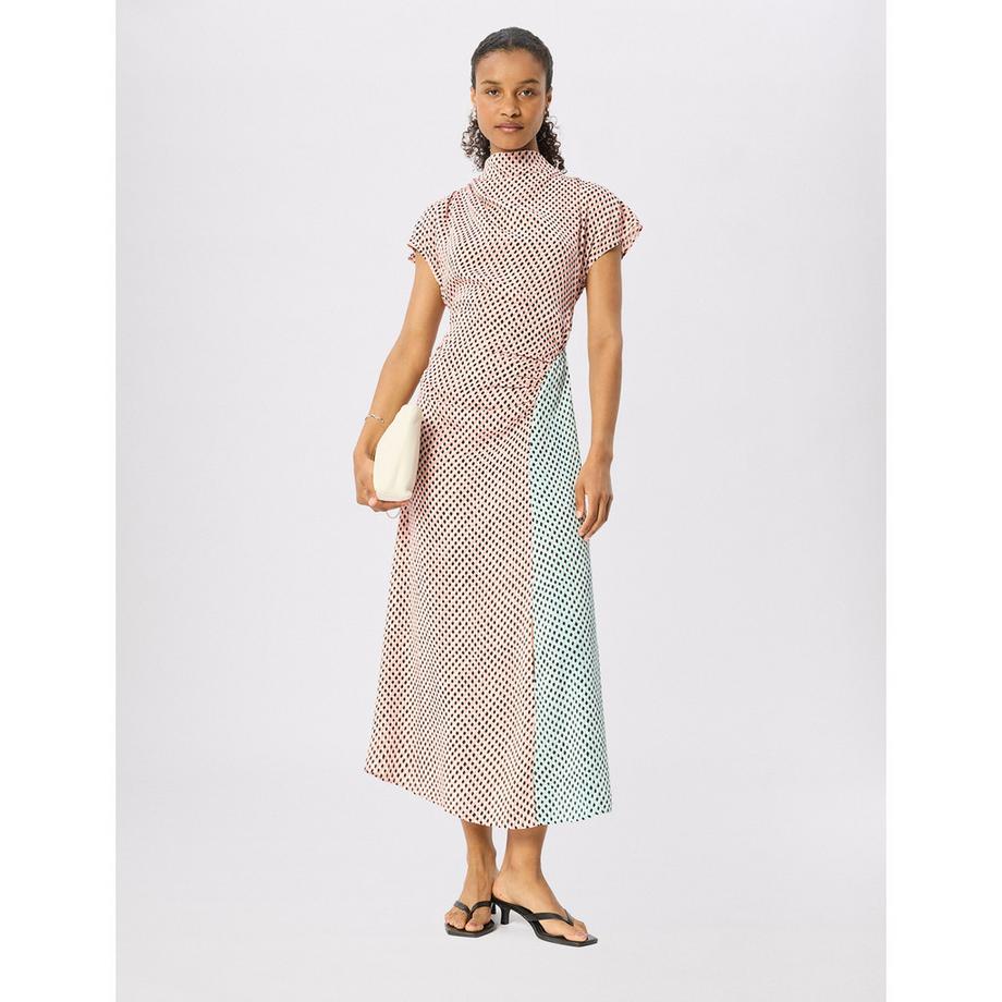 Whistles Graphic Robe mi-longue avec col montant et plissé latéral  