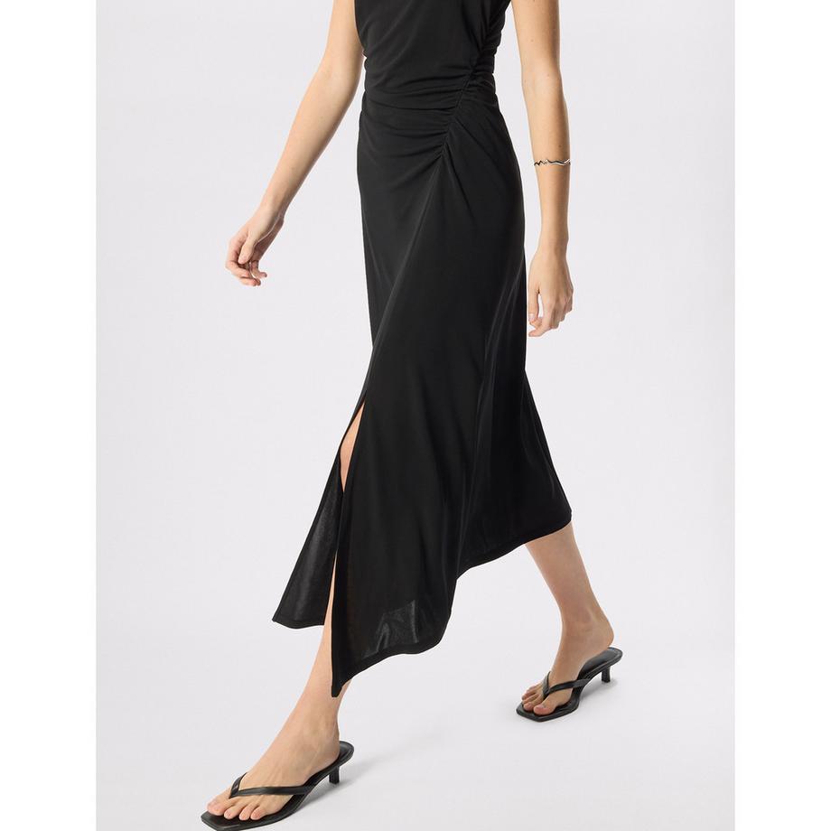 Whistles Ruched robe mi-longue sans manches col en drapé avec fente latérale  