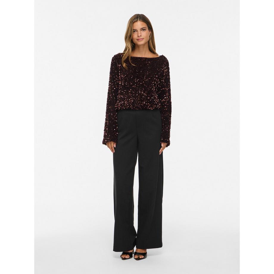 VILA Vifaith Blusa con paillettes maniche lunghe  
