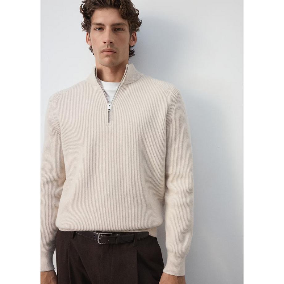 Mango Man PARKD Pull à Col Roulé et Demi-Zip  