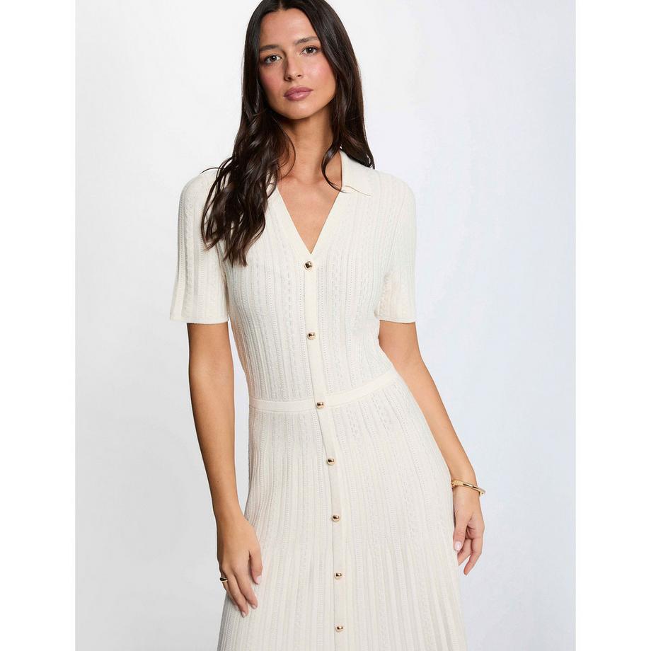 MORGAN Vestito midi in maglia con collo e bottoni davanti  
