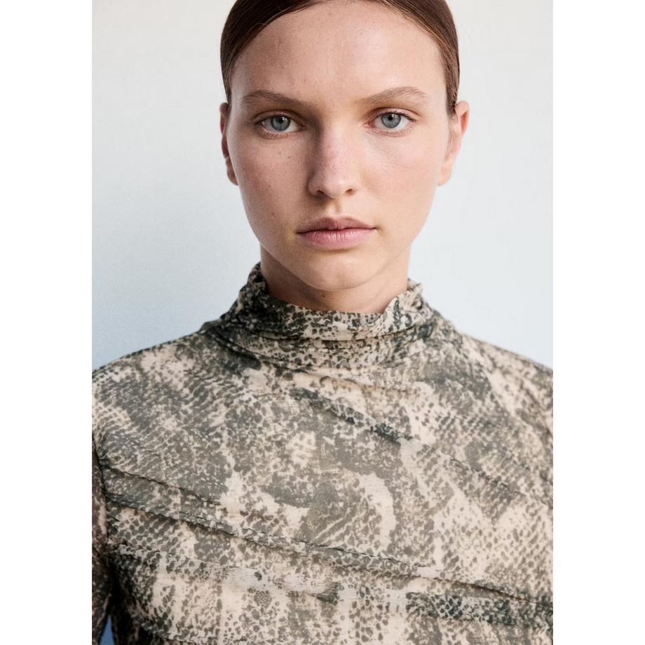MANGO Betty T-shirt a maniche lunghe con stampa serpente  