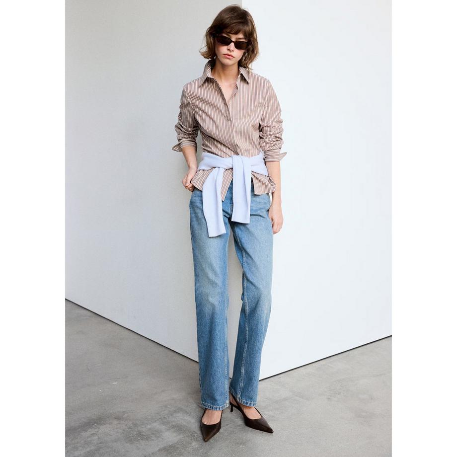 MANGO Sofia Streifen Knopfbluse  