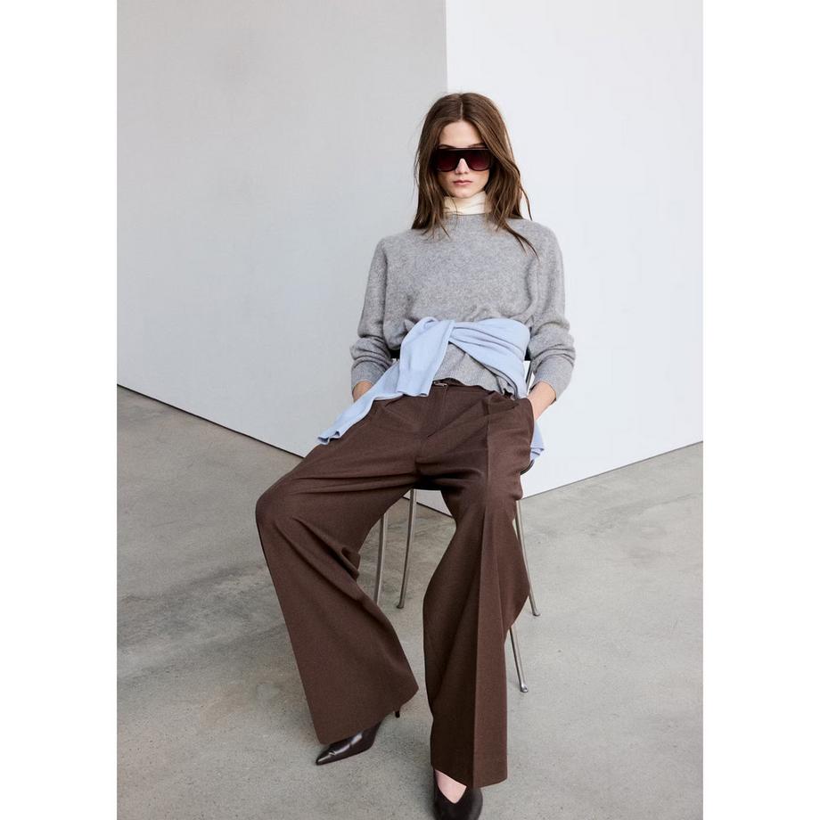MANGO Pantaloni Brown a gamba larga  