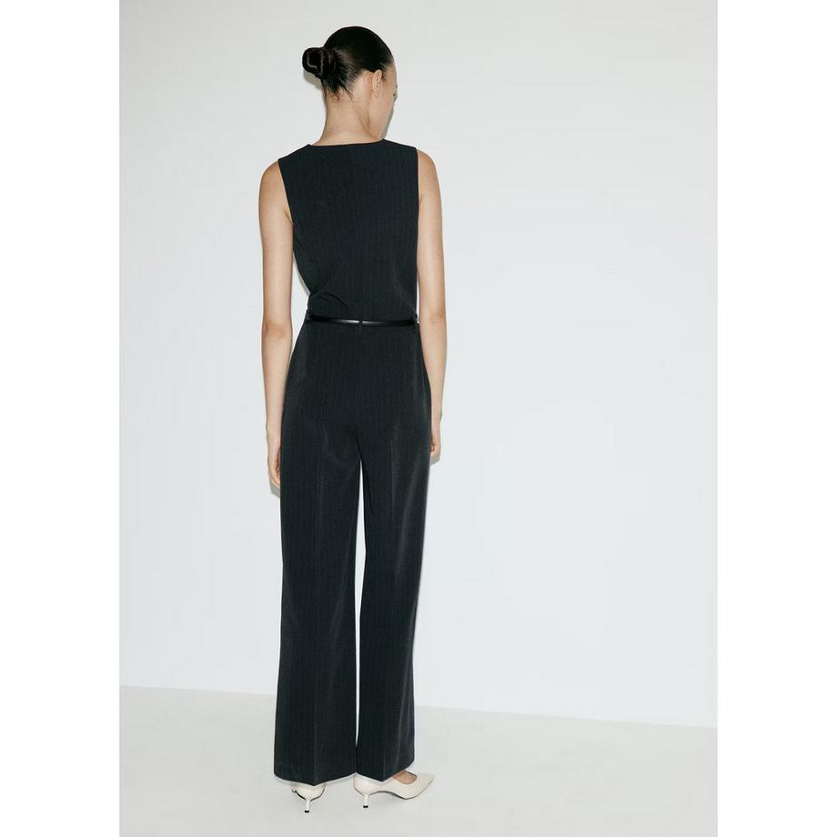 MANGO Yole ärmellose V-Ausschnitt Weitbein Jumpsuit  