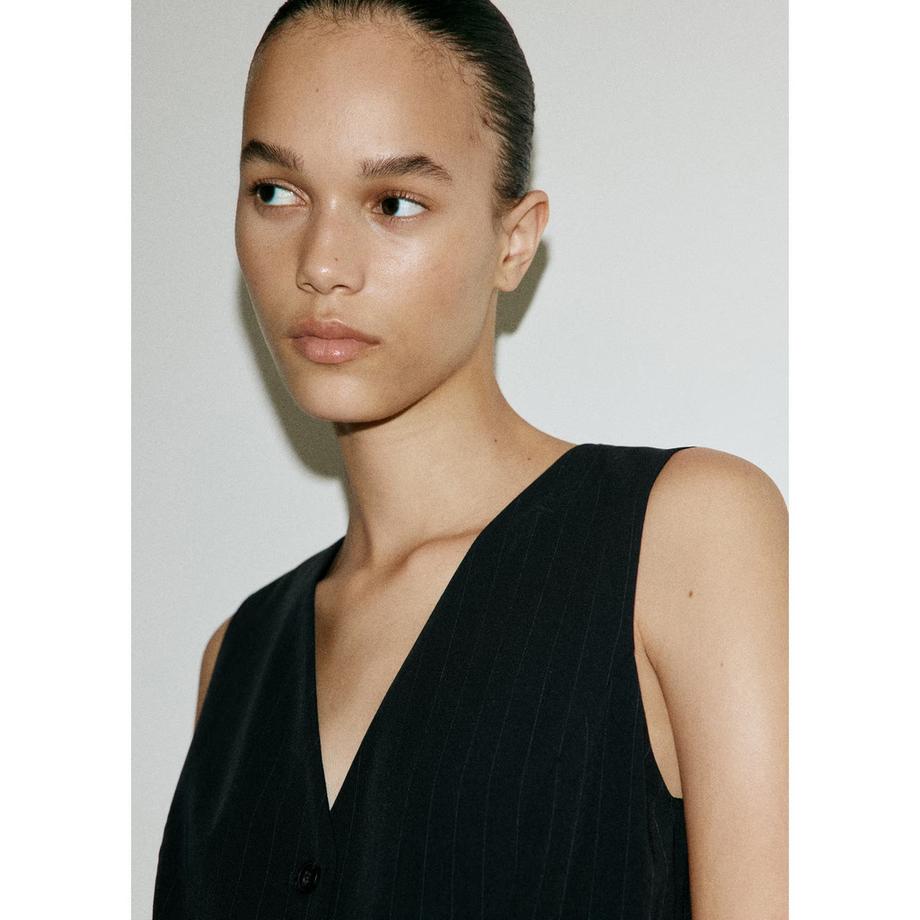 MANGO Yole ärmellose V-Ausschnitt Weitbein Jumpsuit  