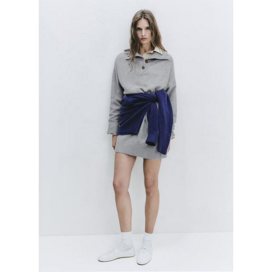 MANGO Robe tricotée Talboton à col et fermeture boutonnée  