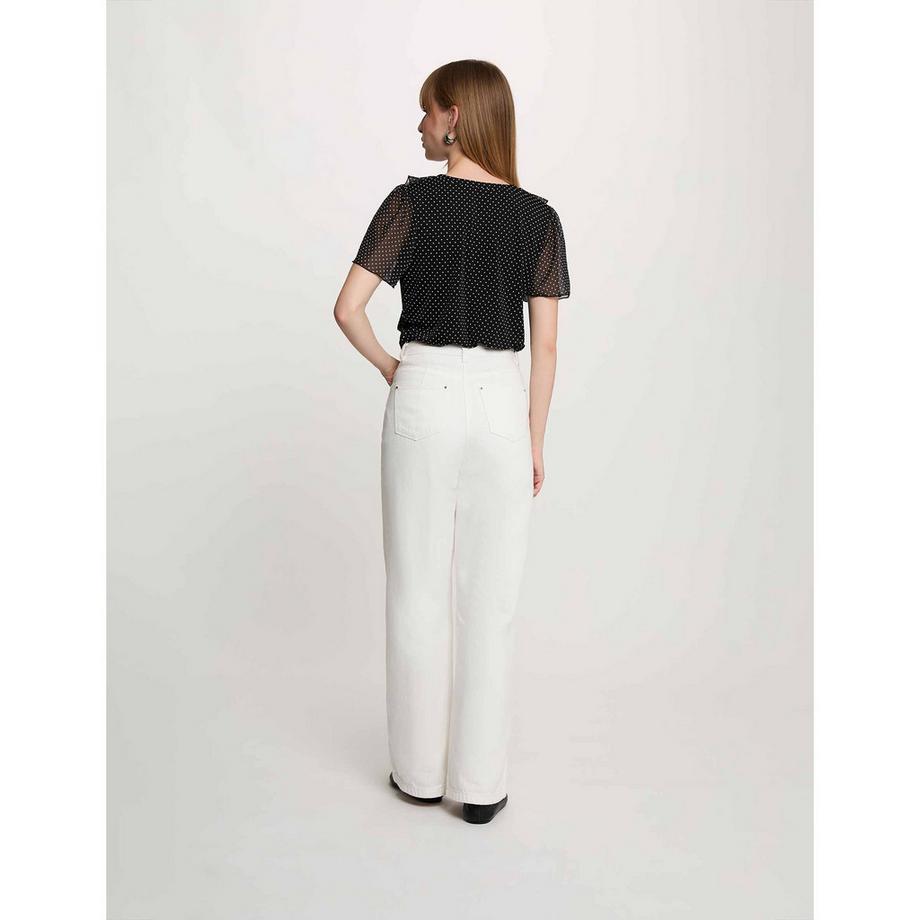 MORGAN Blusa avvolgente a pois con maniche corte arricciate  