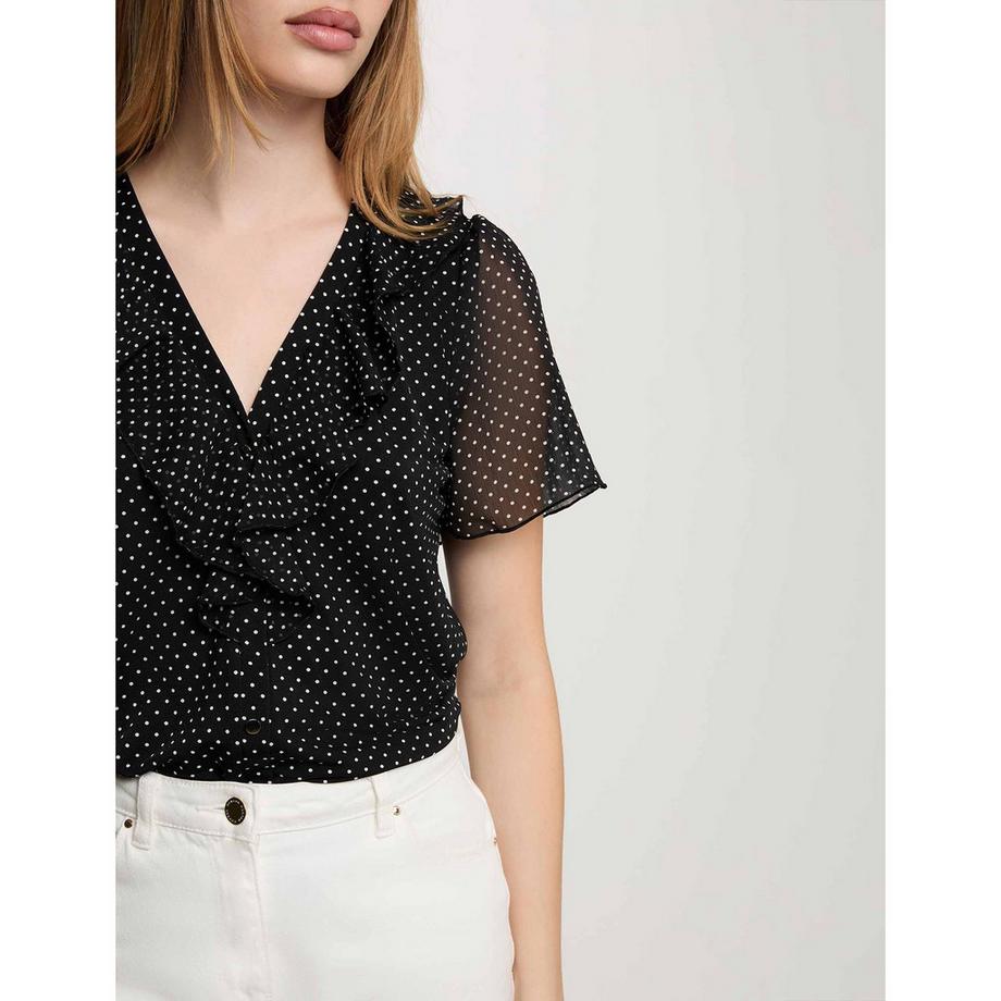 MORGAN Blusa avvolgente a pois con maniche corte arricciate  
