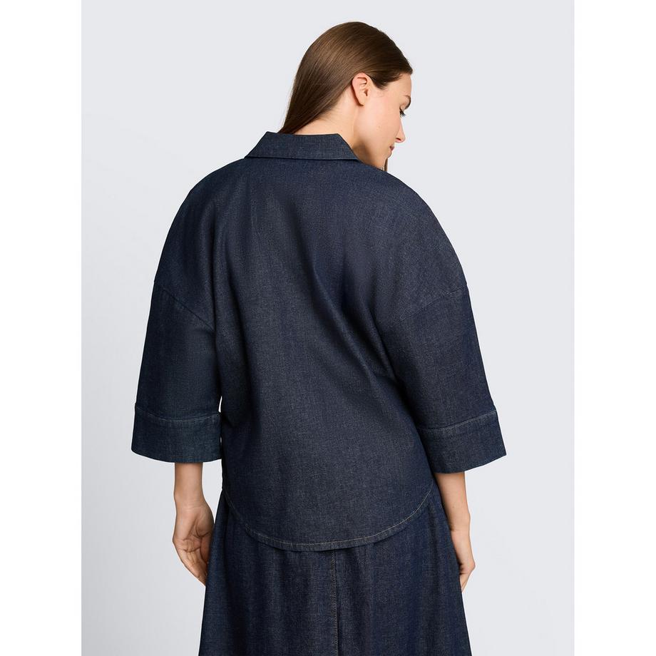 TOM TAILOR Denim Bluse mit Knopfleiste und aufrollbaren Ärmeln  